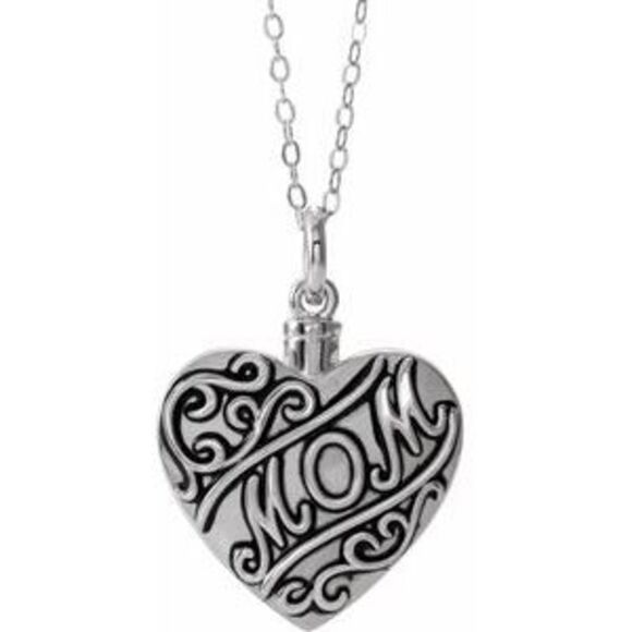 Kazi Luxury Sterling Silver Mom Heart Ash Holder 18